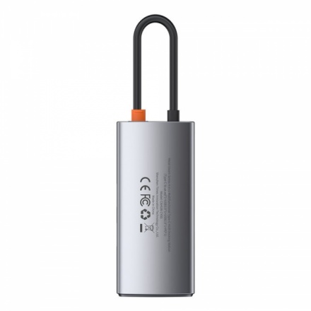 Baseus  Metal Gleam 4v1 Dokovací Stanice USB-C/HDMI, USB 3.0, PD, USB 2.0 Gray , CAHUB-CY0G